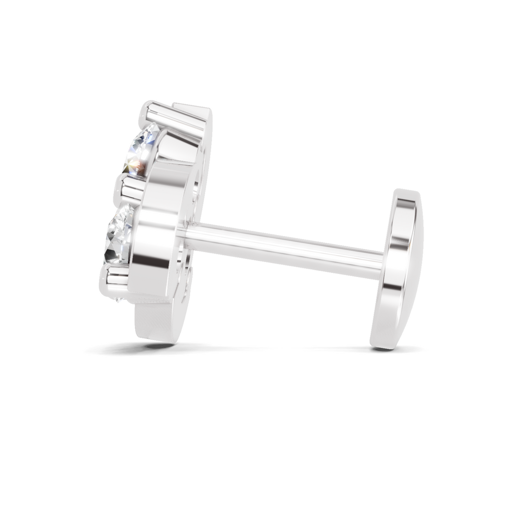 0.23 Carat floral cluster Diamond Nose Pin 14K Screw - White Gold
