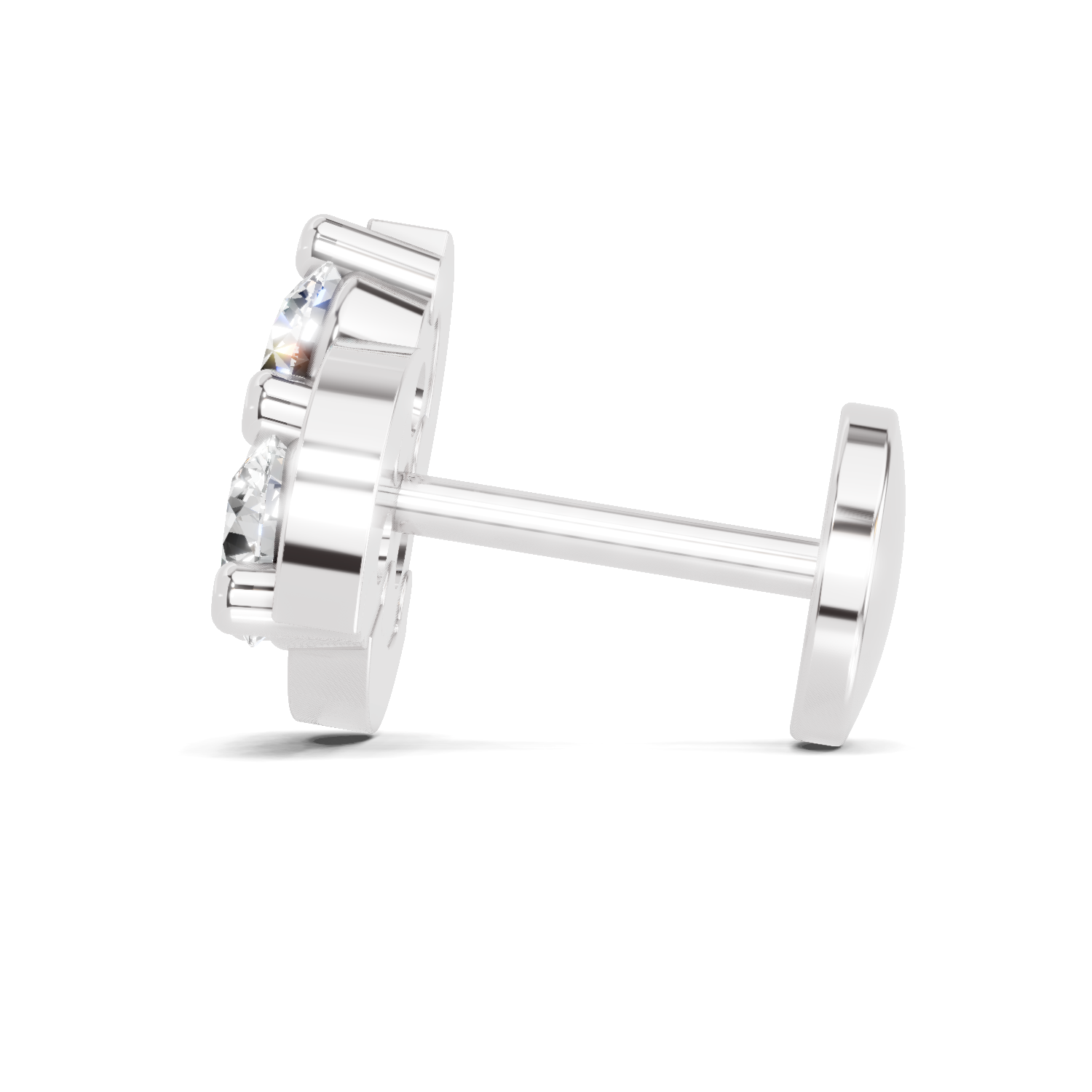 0.23 Carat floral cluster Diamond Nose Pin 14K Screw - White Gold