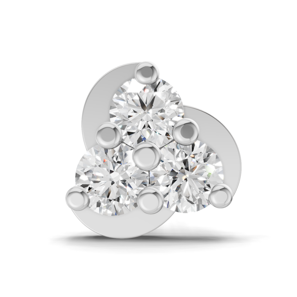 0.23 Carat floral cluster Diamond Nose Pin 14K Screw - White Gold