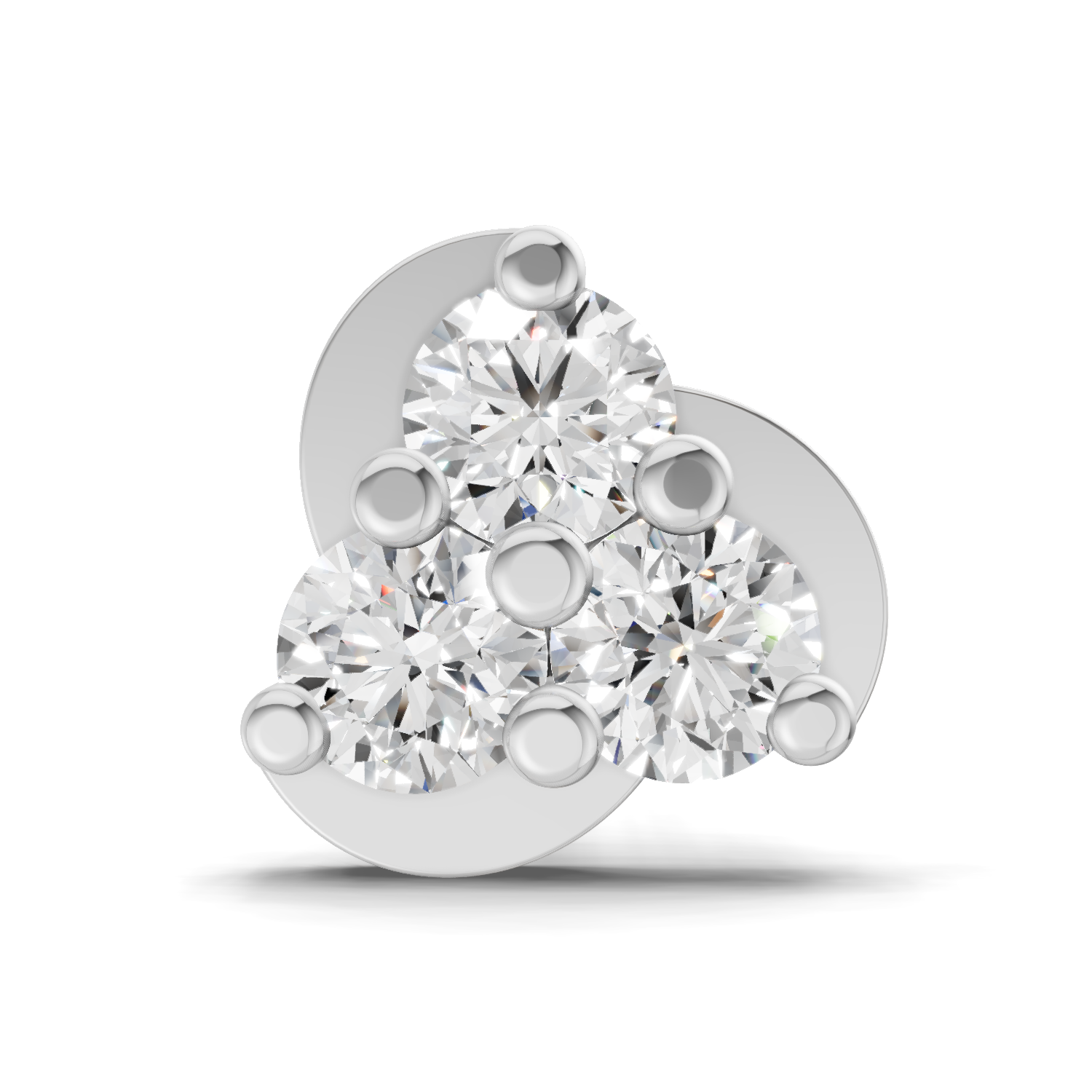 0.23 Carat floral cluster Diamond Nose Pin 14K Screw - White Gold