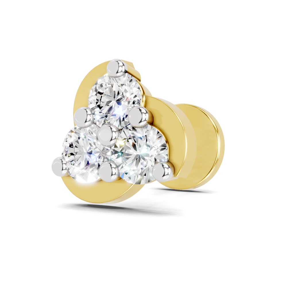 0.23 Carat floral cluster Diamond Nose Pin 14K Screw