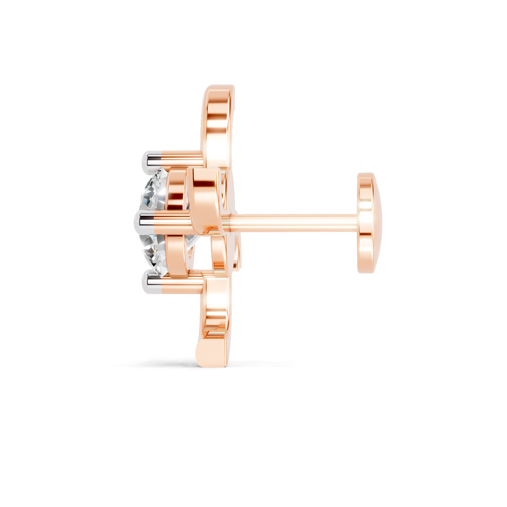 0.5 Carat Diamond Nose Pin 14K Screw - Rose Gold