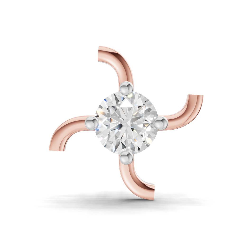 0.5 Carat Diamond Nose Pin 14K Screw - Rose Gold