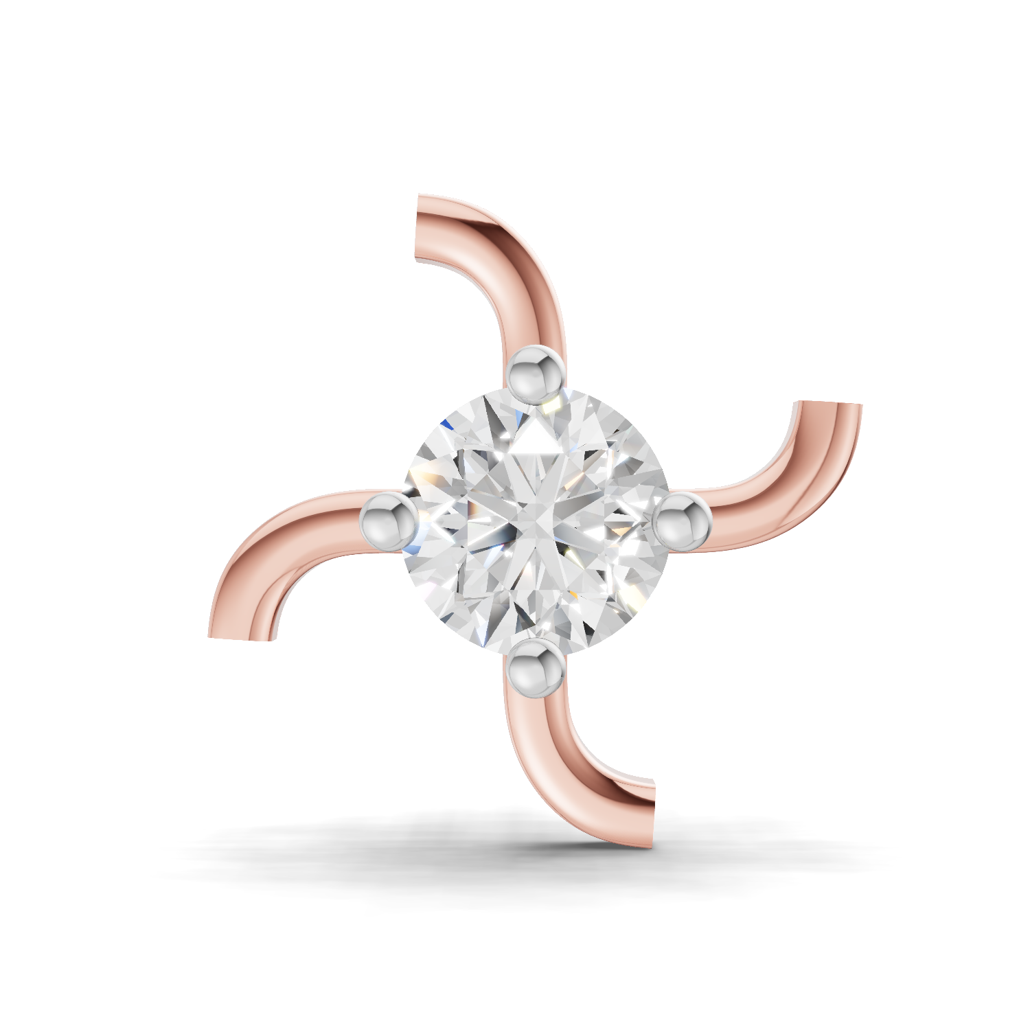 0.5 Carat Diamond Nose Pin 14K Screw - Rose Gold