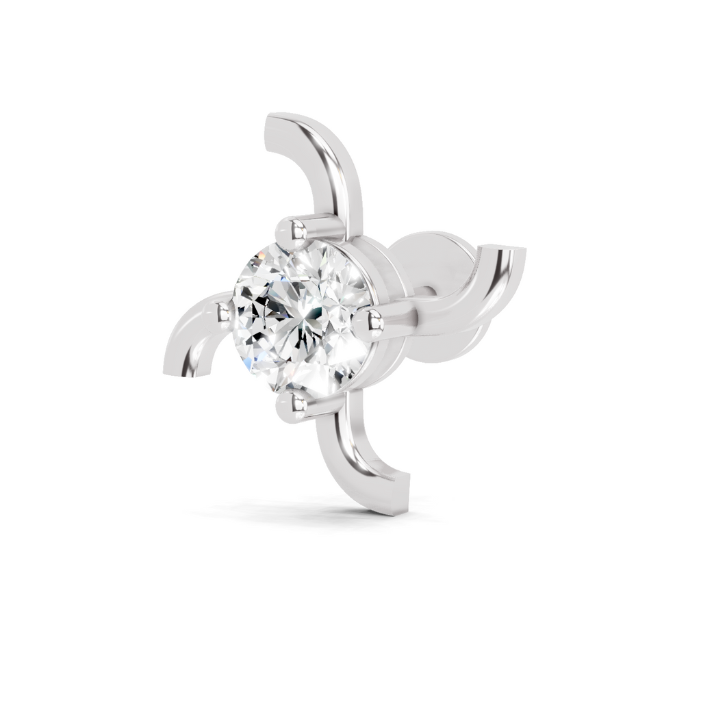 0.5 Carat Diamond Nose Pin 14K Screw - White Gold