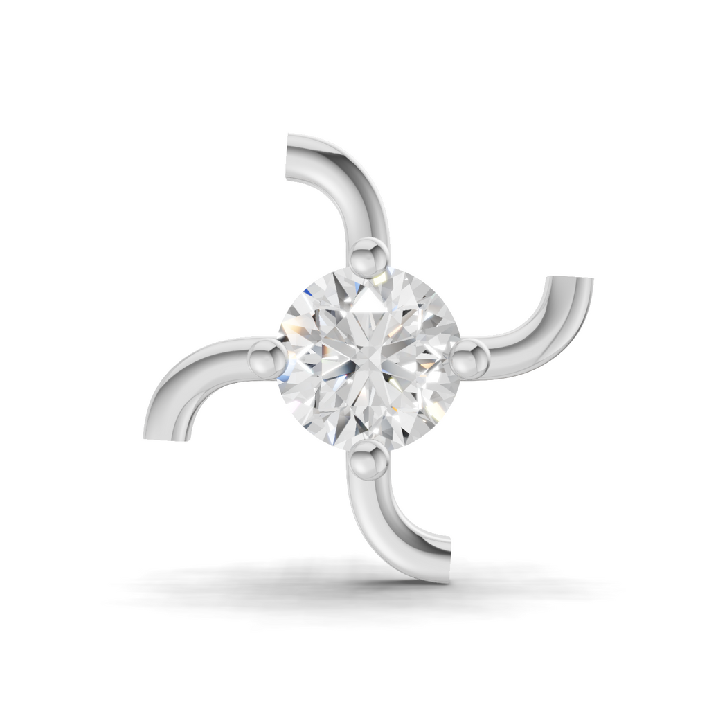 0.5 Carat Diamond Nose Pin 14K Screw - White Gold