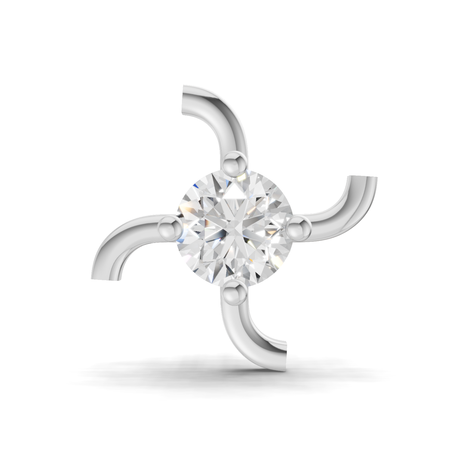 0.5 Carat Diamond Nose Pin 14K Screw - White Gold