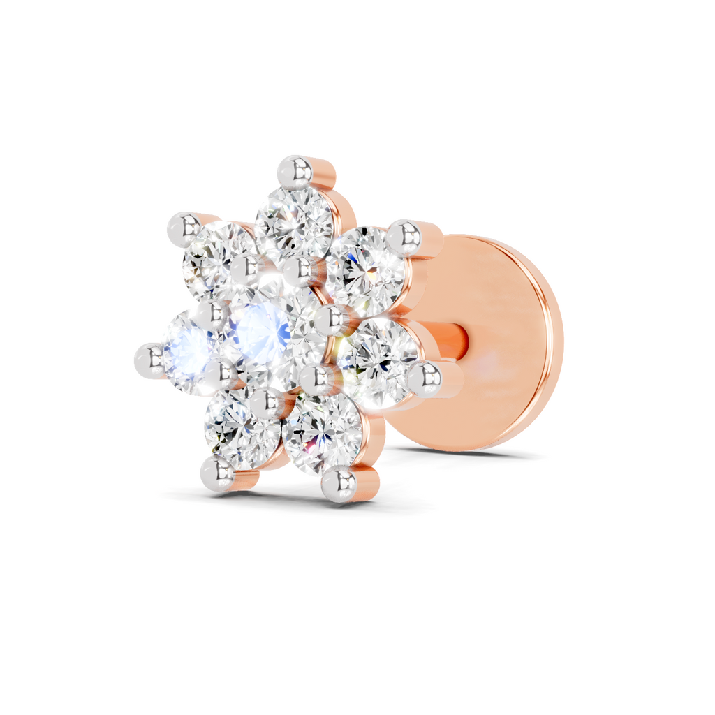 0.16 Carat Celestial Diamond Nose Pin 14K Screw - Rose Gold