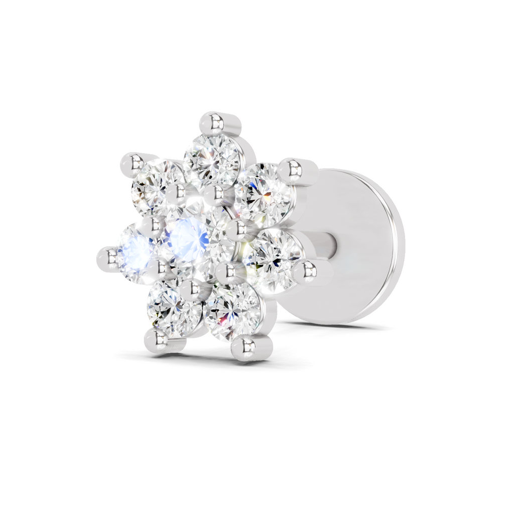 0.16 Carat Celestial Diamond Nose Pin 14K Screw - White Gold