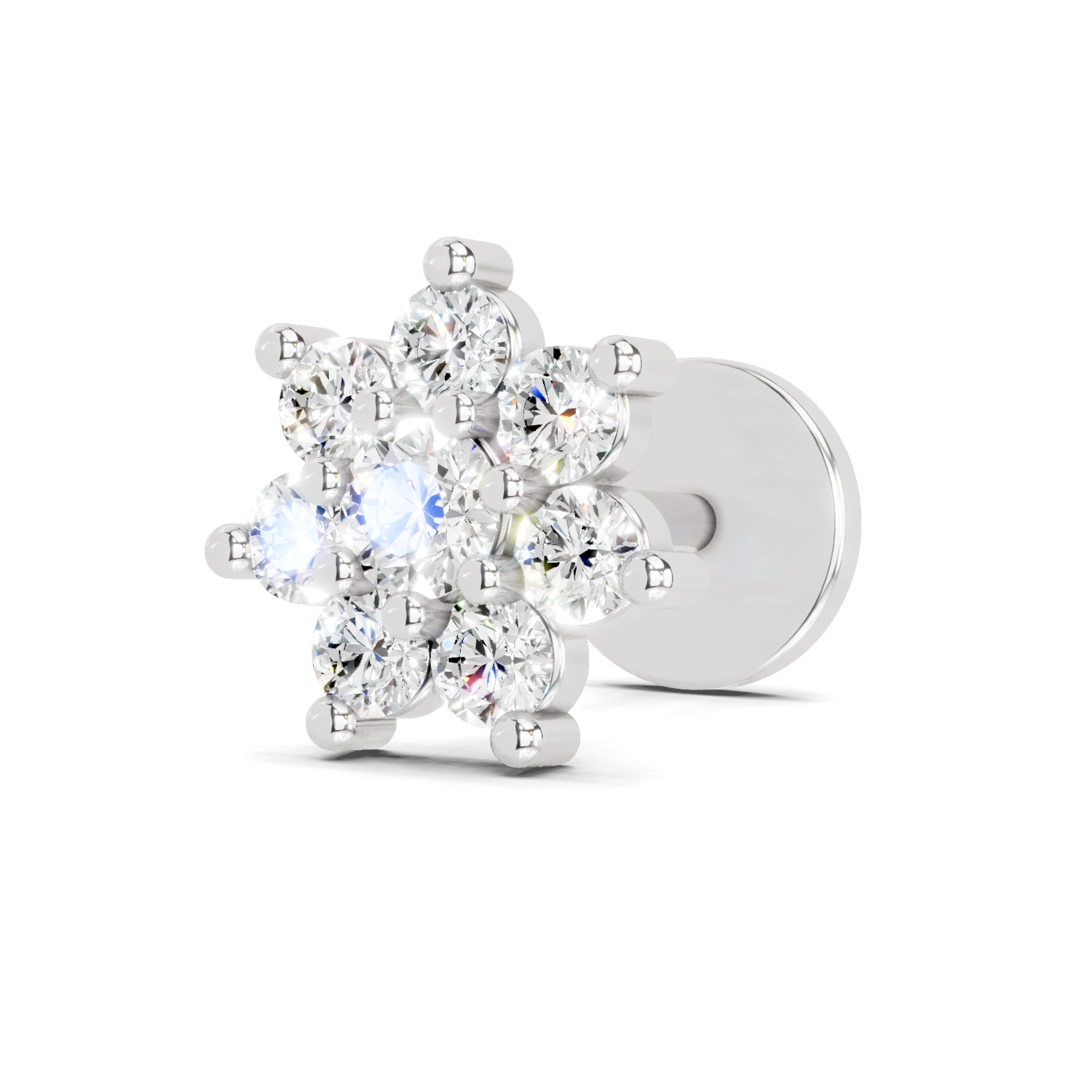 0.16 Carat Celestial Diamond Nose Pin 14K Screw - White Gold