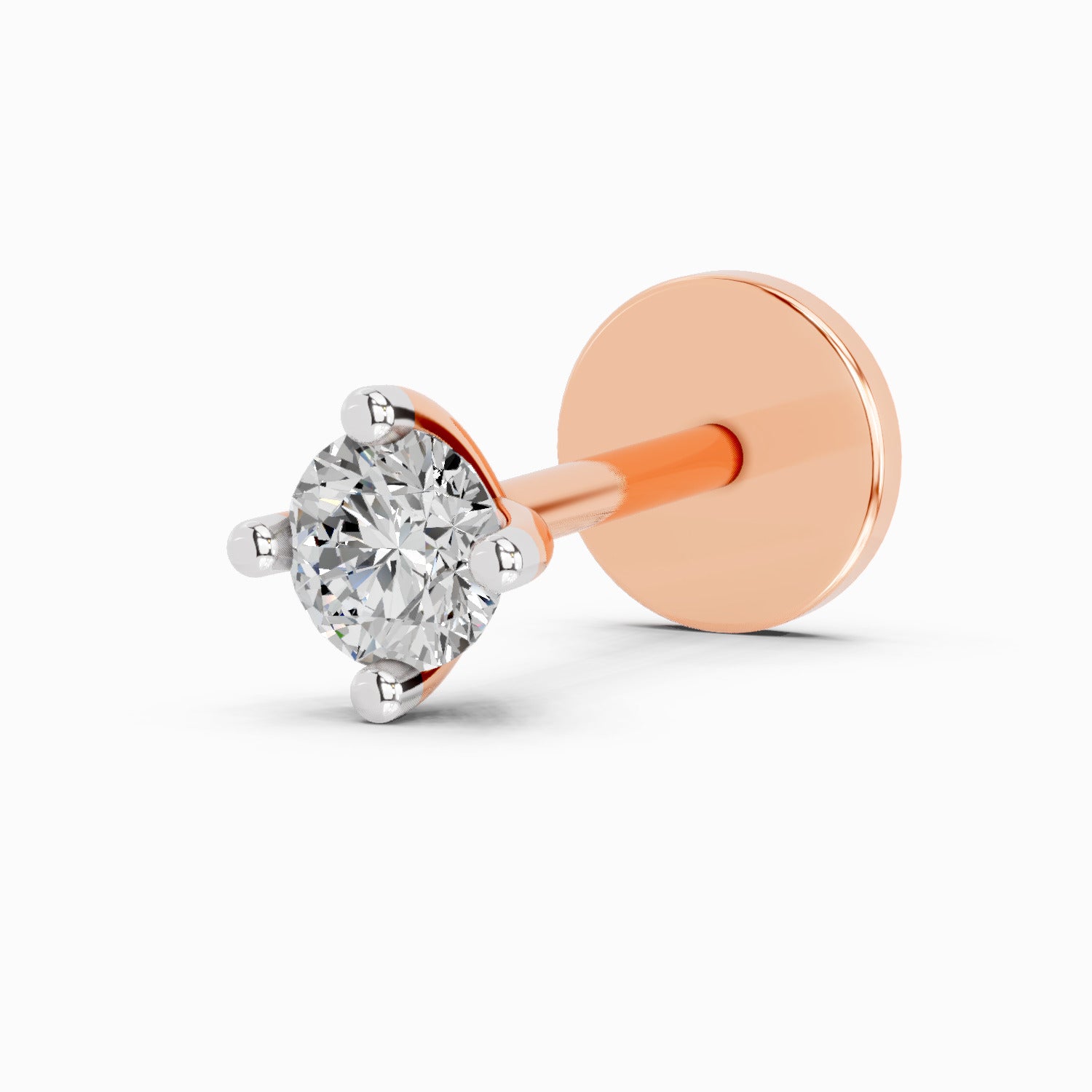 0.05 Carat Solitaire Diamond Nose Pin 14K - Rose Gold