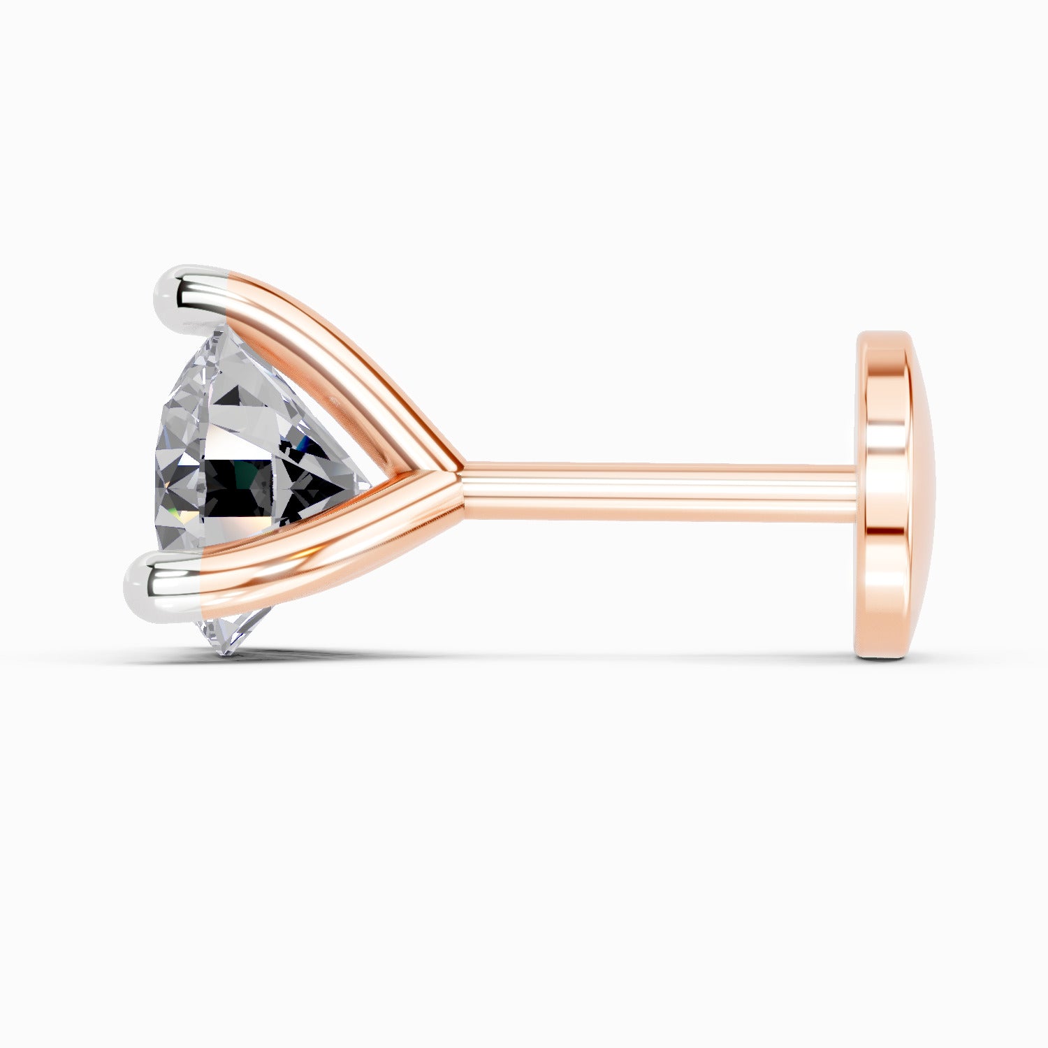 0.07 Carat 3 Prong Solitaire Diamond Nose Pin 14K - Rose Gold