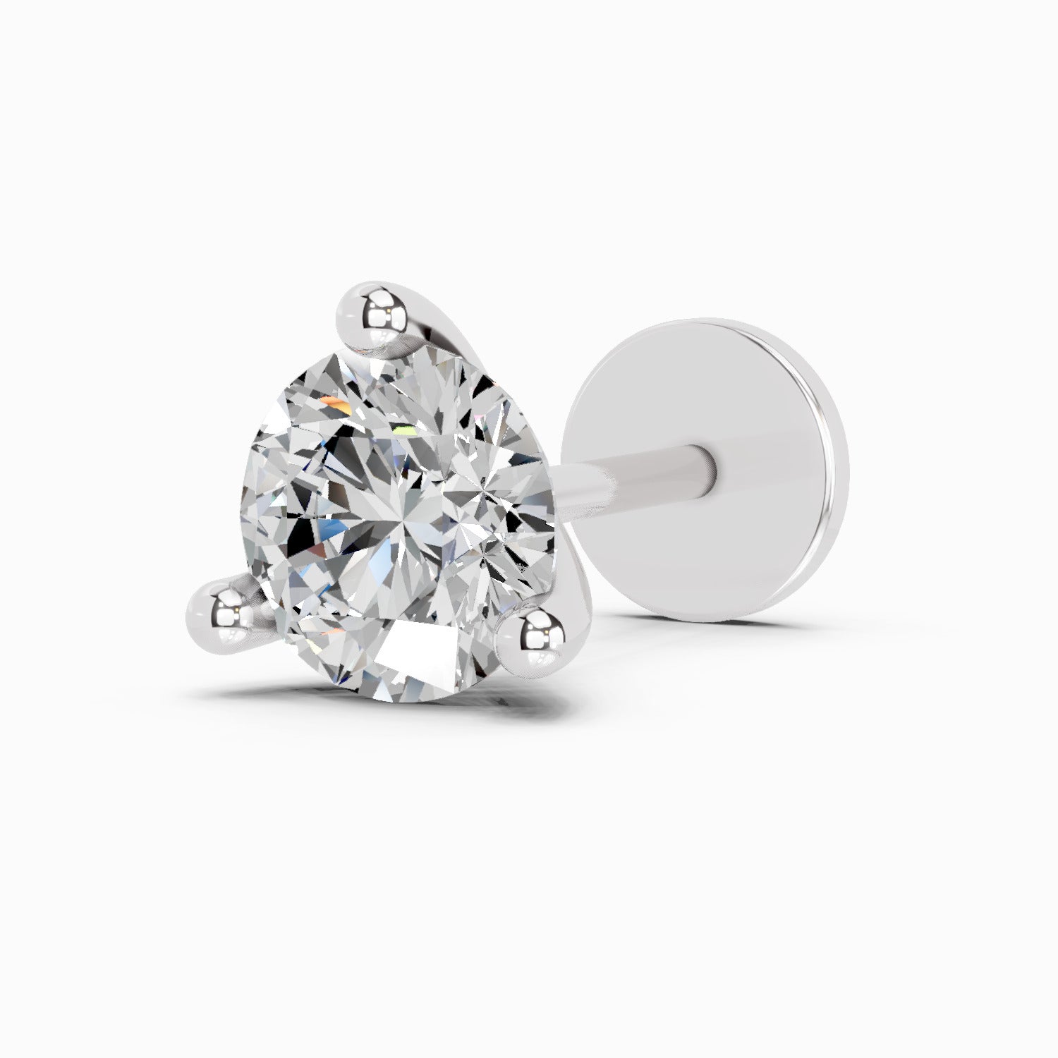 0.07 Carat 3 Prong Solitaire Diamond Nose Pin 14K - White Gold