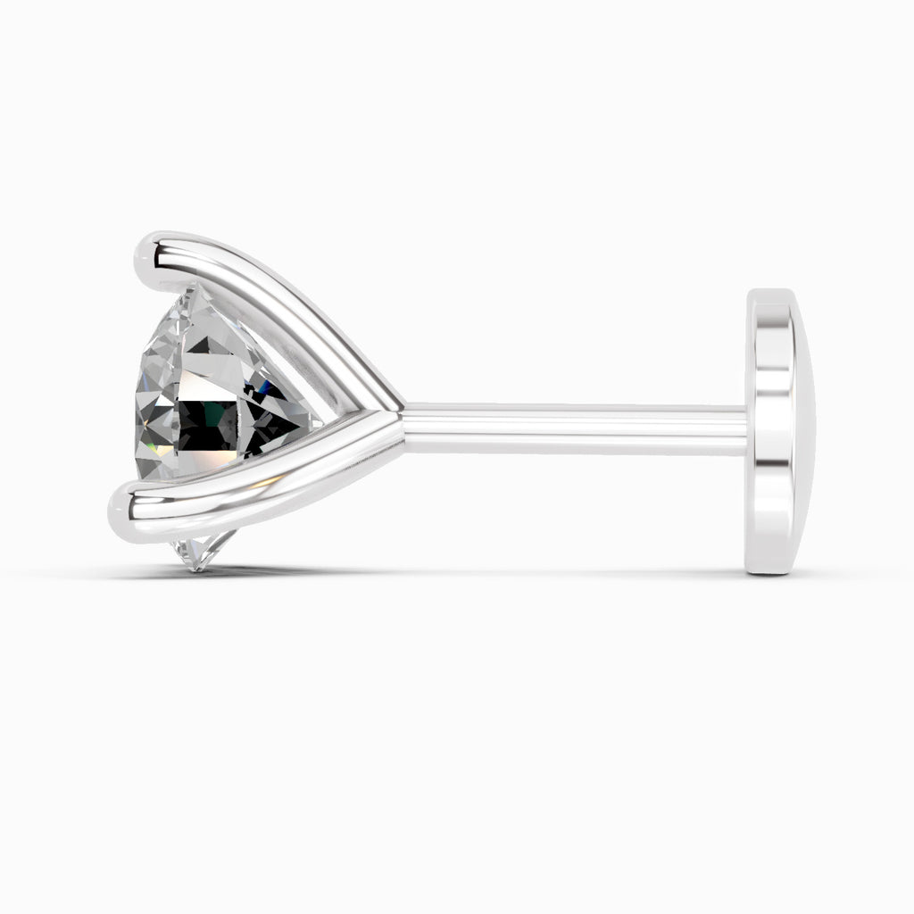 0.07 Carat 3 Prong Solitaire Diamond Nose Pin 14K - White Gold