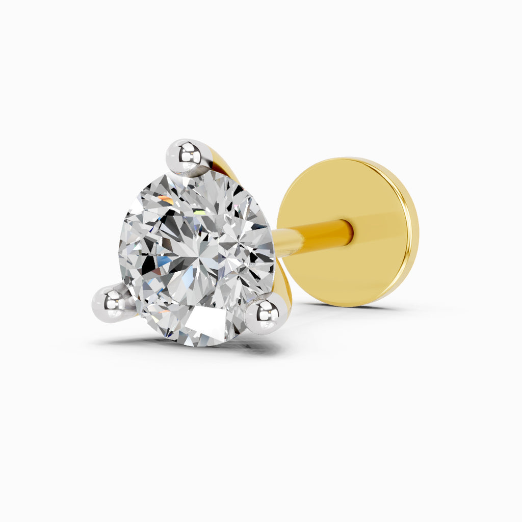 0.07 Carat 3 Prong Solitaire Diamond Nose Pin 14K