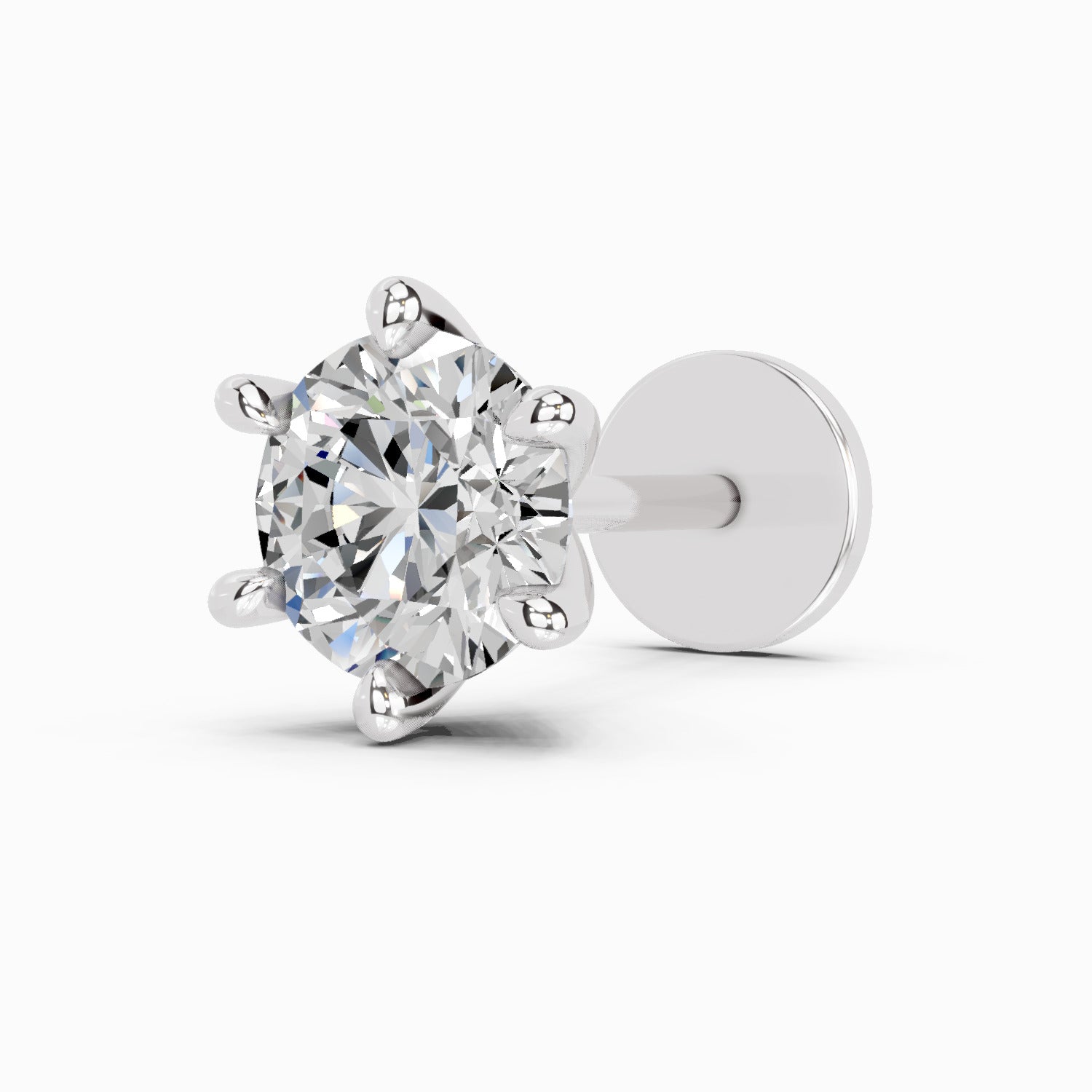 0.15 Carat 6 Prong Solitaire Diamond Nose Pin 14K - White Gold