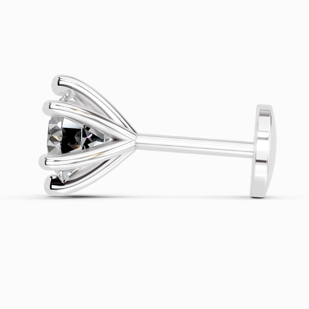 0.15 Carat 6 Prong Solitaire Diamond Nose Pin 14K - White Gold