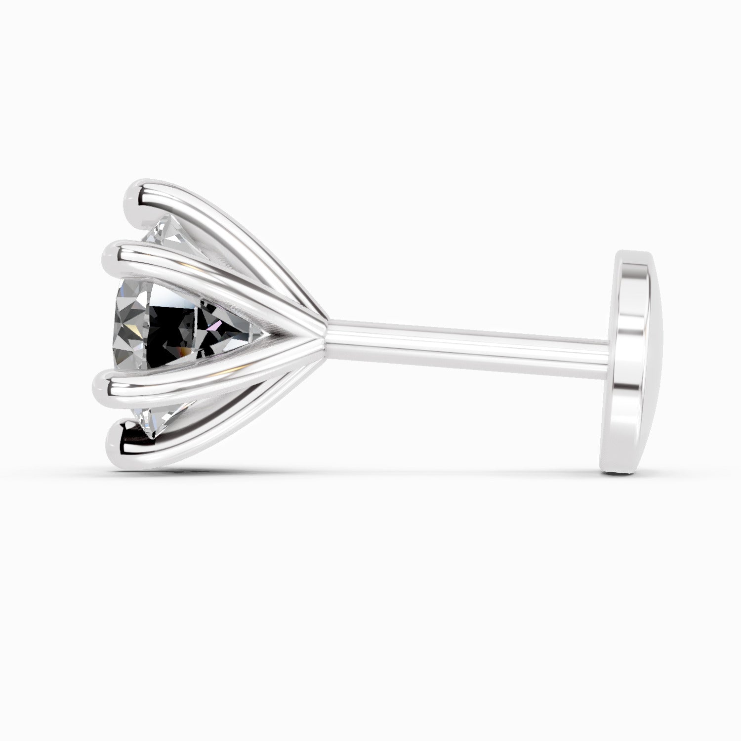 0.15 Carat 6 Prong Solitaire Diamond Nose Pin 14K - White Gold