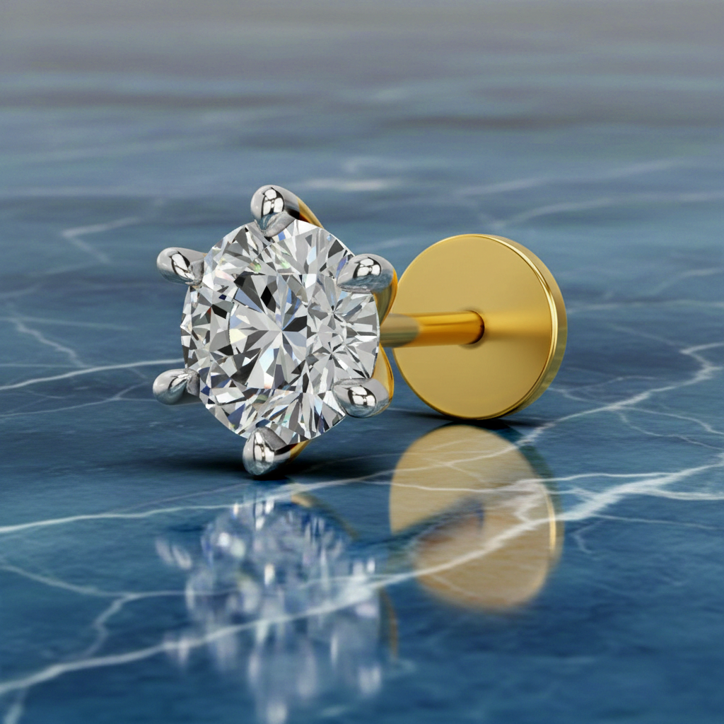 Glistening Solitaire Diamond Nose Pin