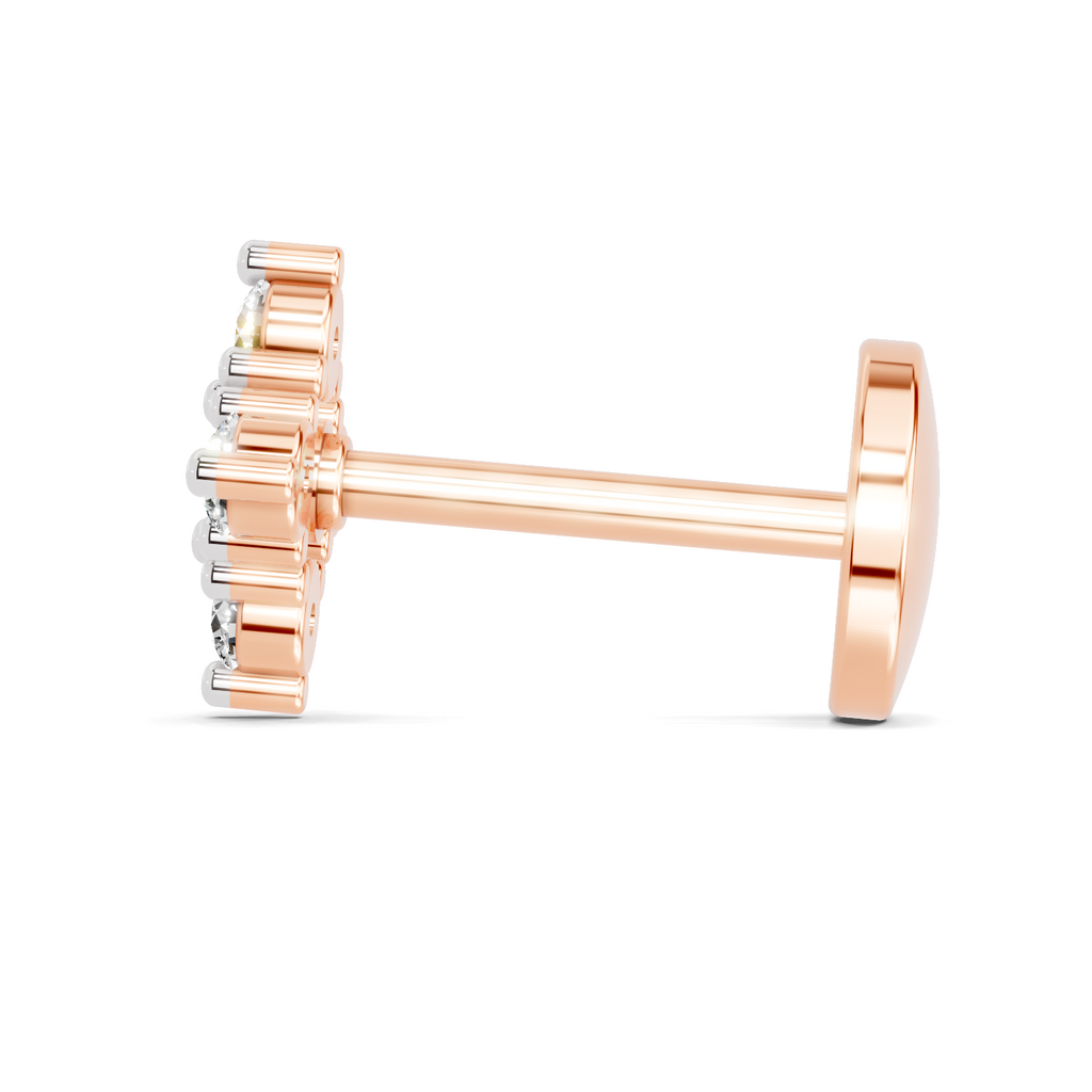 0.08 Carat Kite Cluster Labret Nosepin 14K - Rose Gold