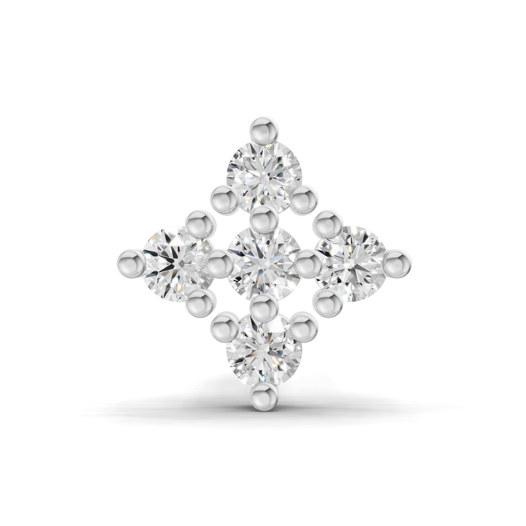 0.08 Carat Kite Cluster Labret Nosepin 14K - White Gold