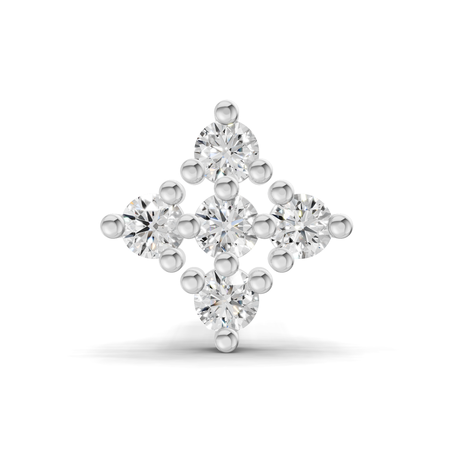 0.08 Carat Kite Cluster Labret Nosepin 14K - White Gold