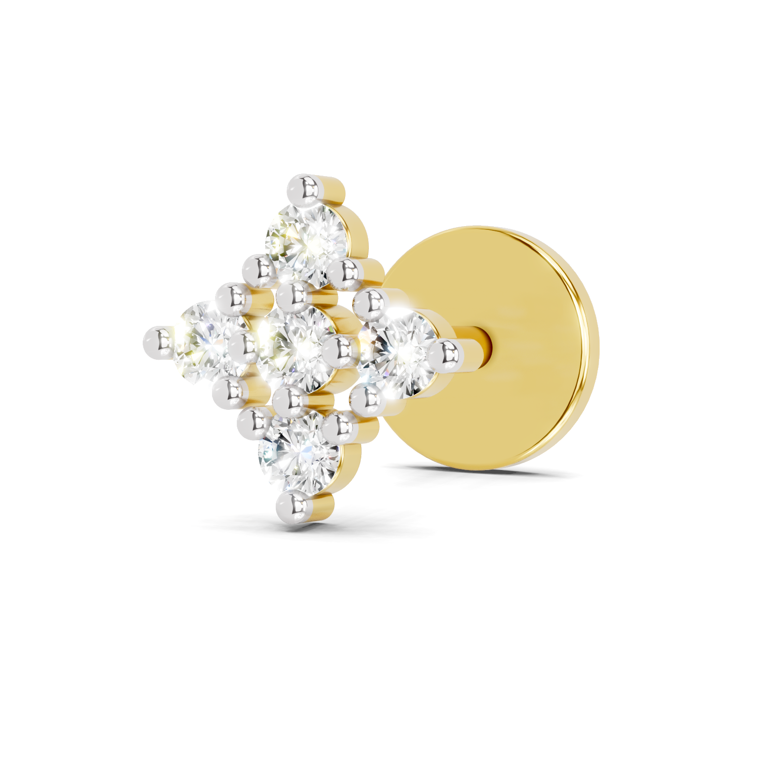 0.08 Carat Kite Cluster Labret Nosepin 14K