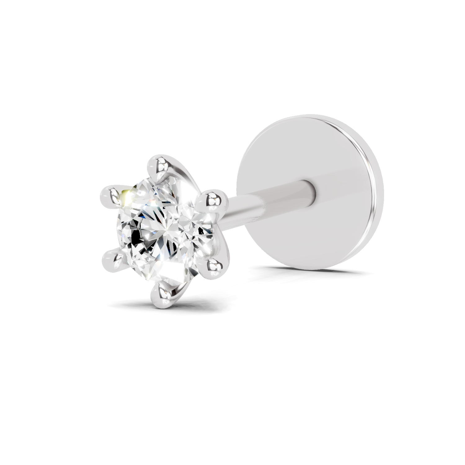 0.11 Carat Solitaire Nova Diamond Nose Pin 14K - White Gold