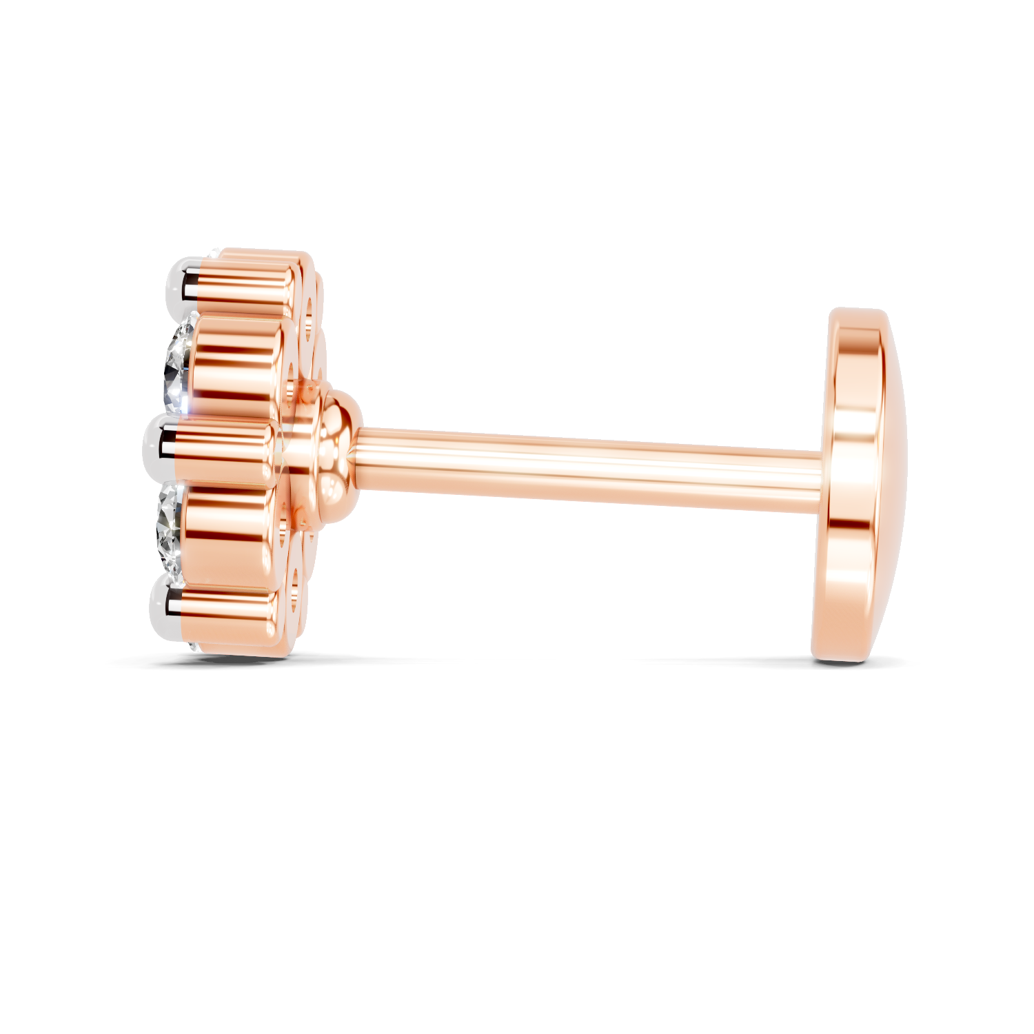 0.18 Carat Delicate Petal Cluster Nosepin 14K - Rose Gold