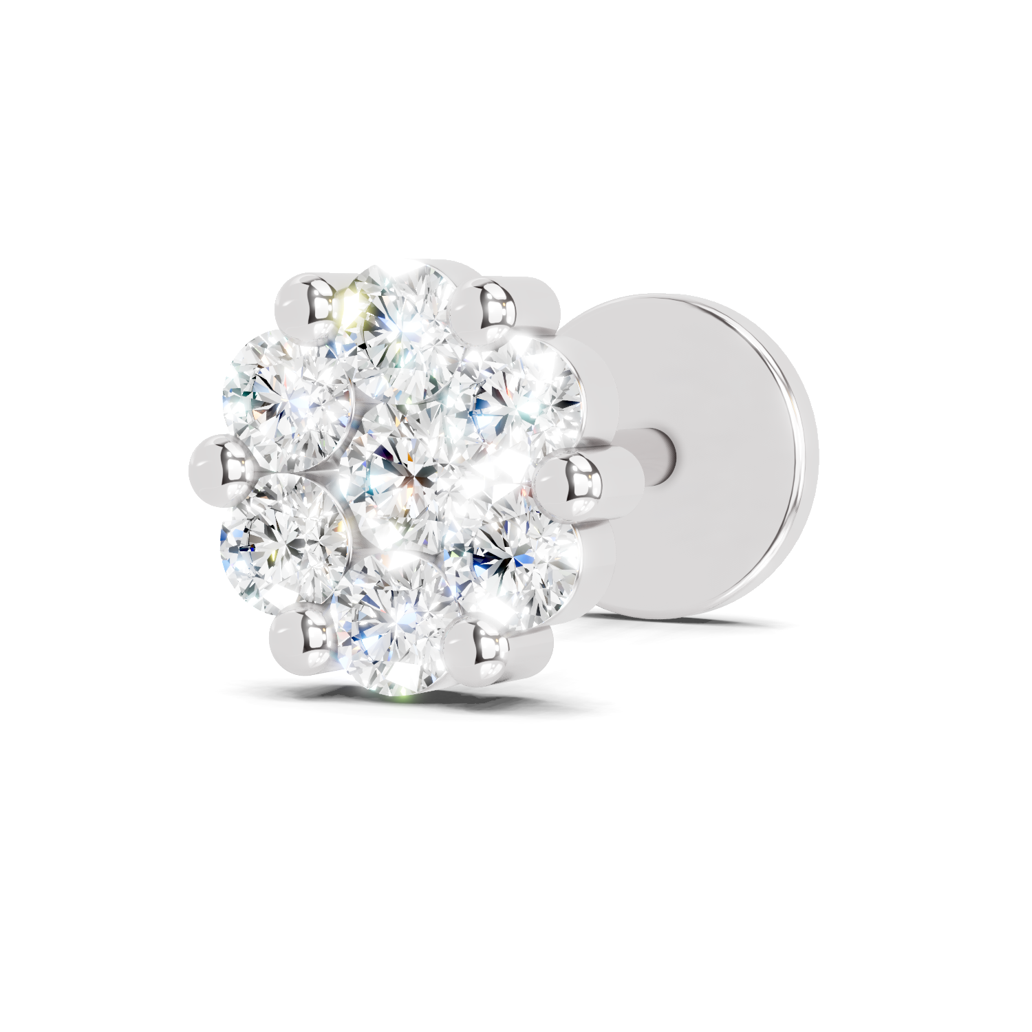 0.18 Carat Delicate Petal Cluster Nosepin 14K - White Gold