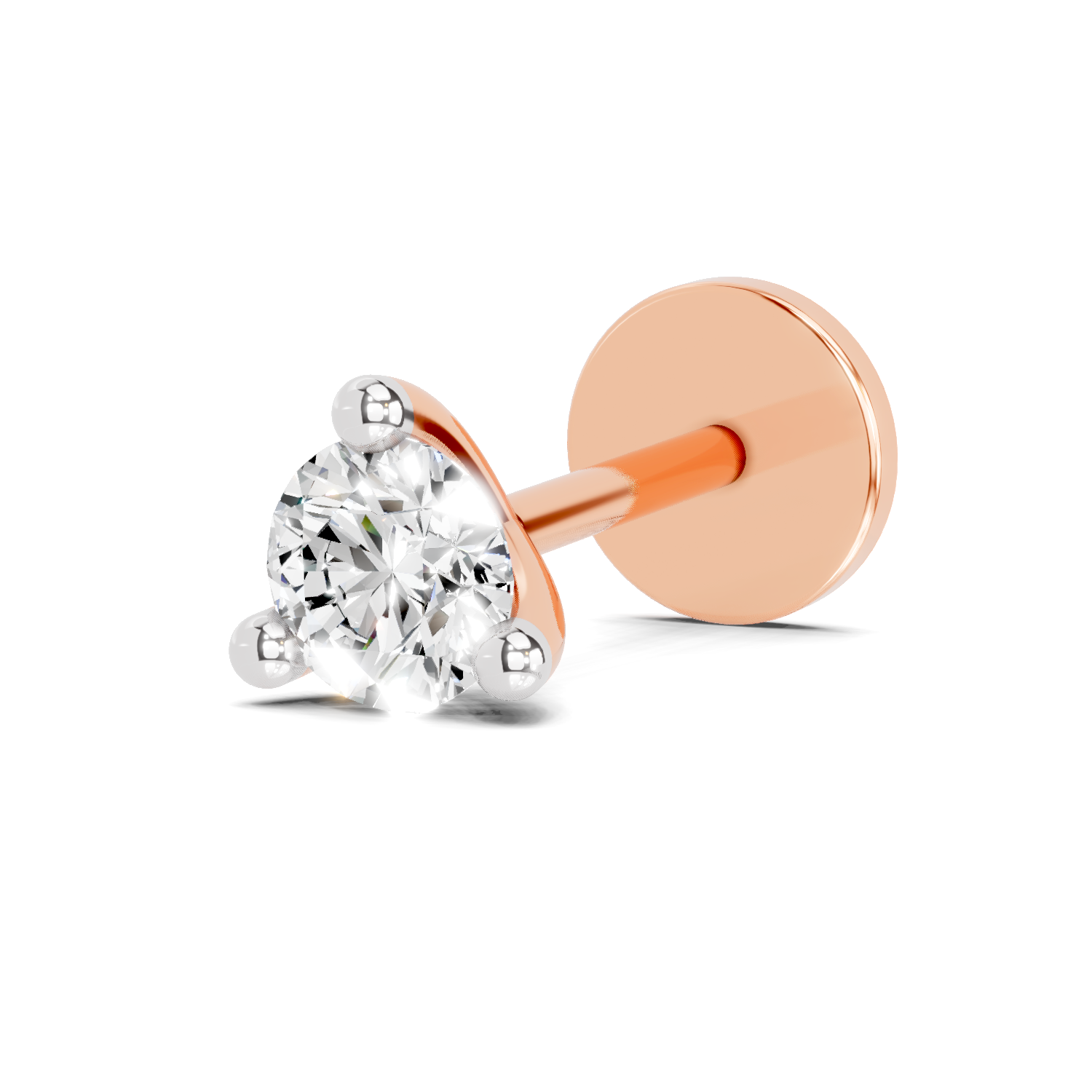 0.06 Carat Solitaire Diamond Nose Pin 14K - Rose Gold