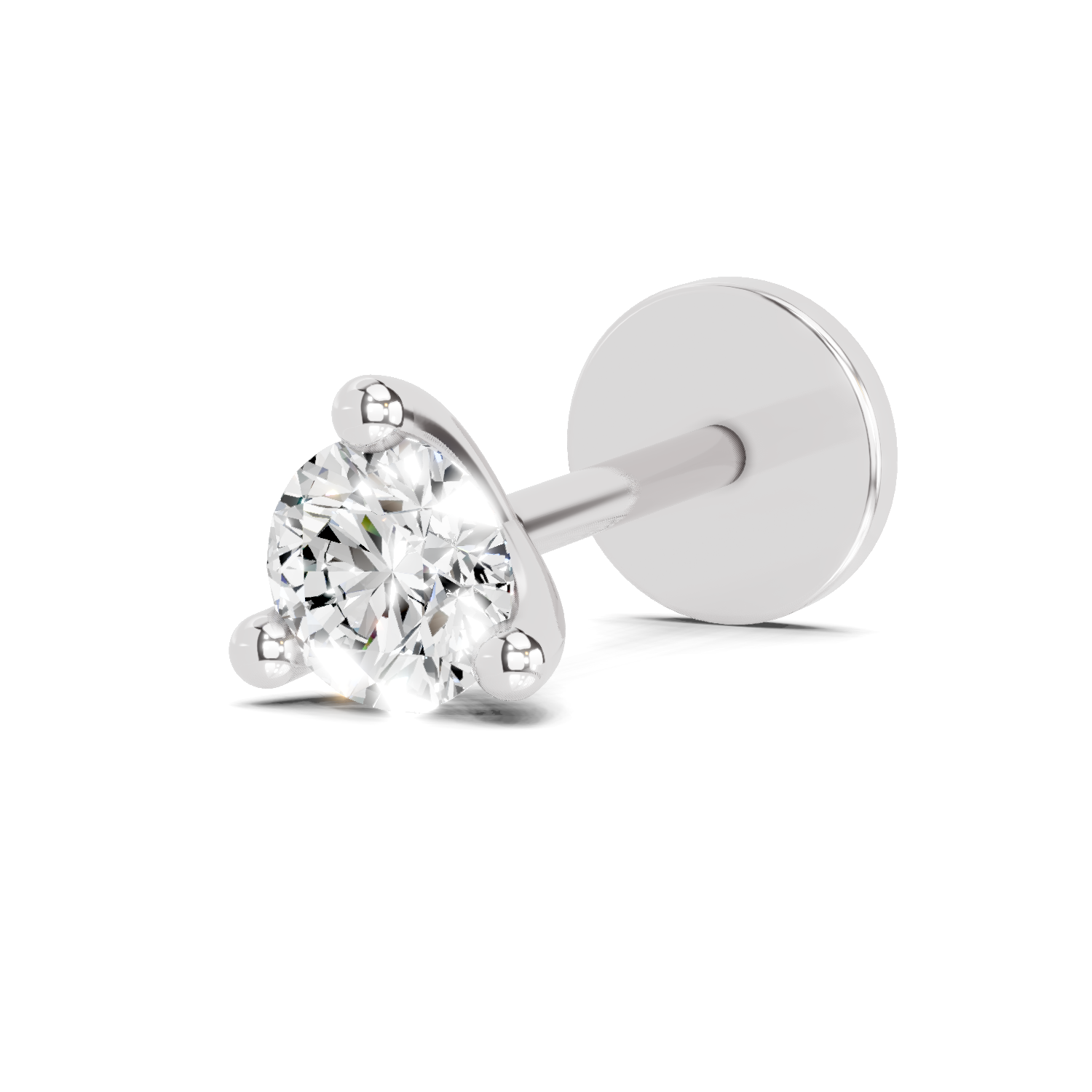 0.06 Carat Solitaire Diamond Nose Pin 14K - White Gold