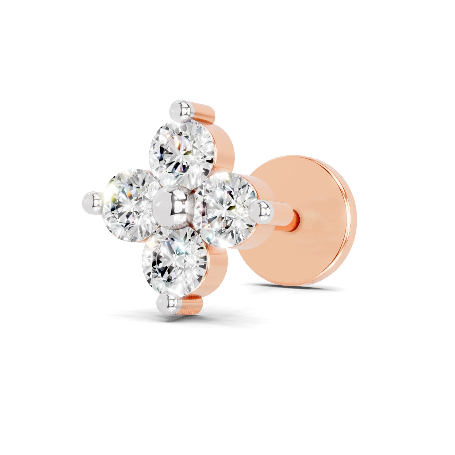0.1 Carat Cluster Diamond Nose Pin 14K - Rose Gold