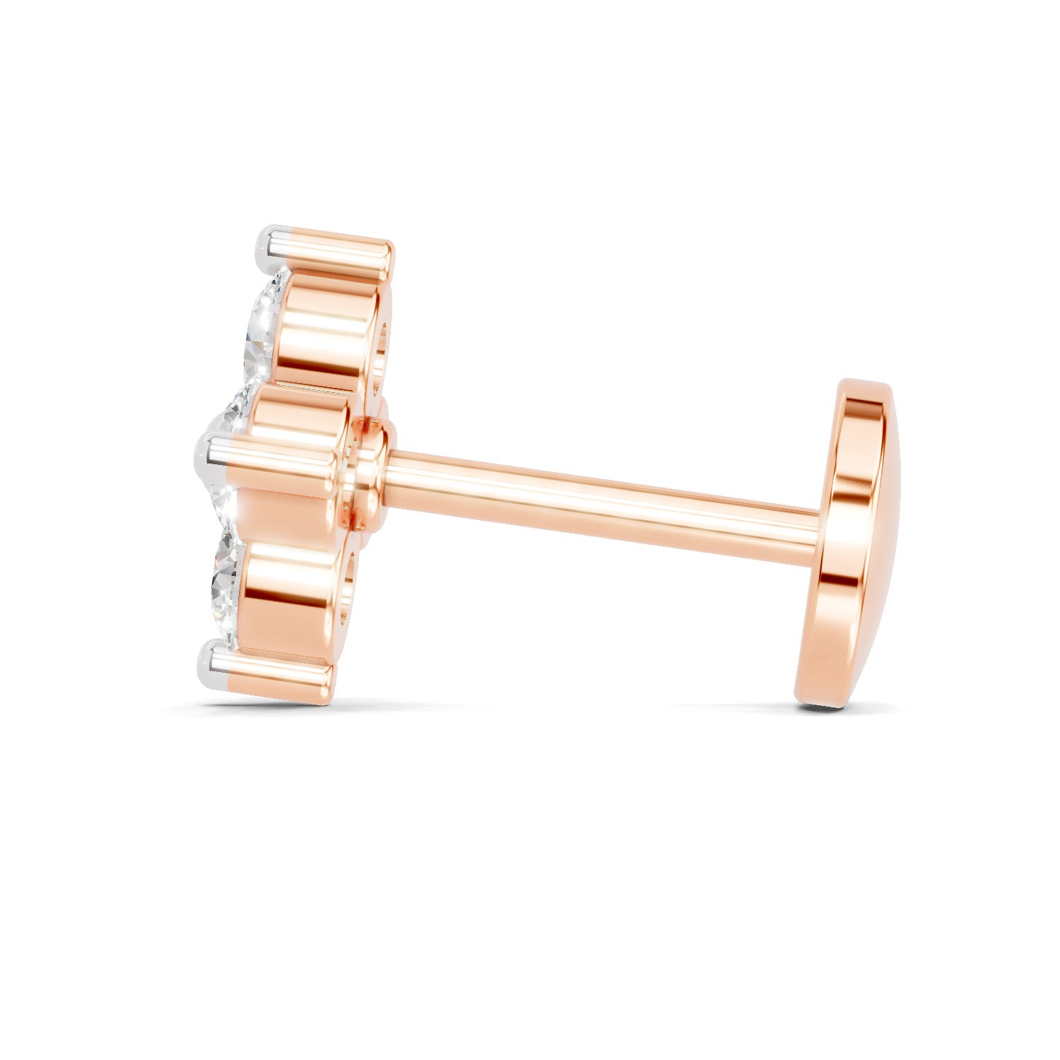 0.1 Carat Cluster Diamond Nose Pin 14K - Rose Gold