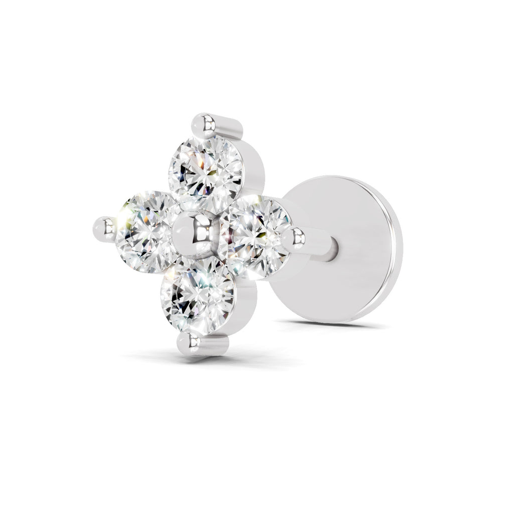 0.1 Carat Cluster Diamond Nose Pin 14K - White Gold