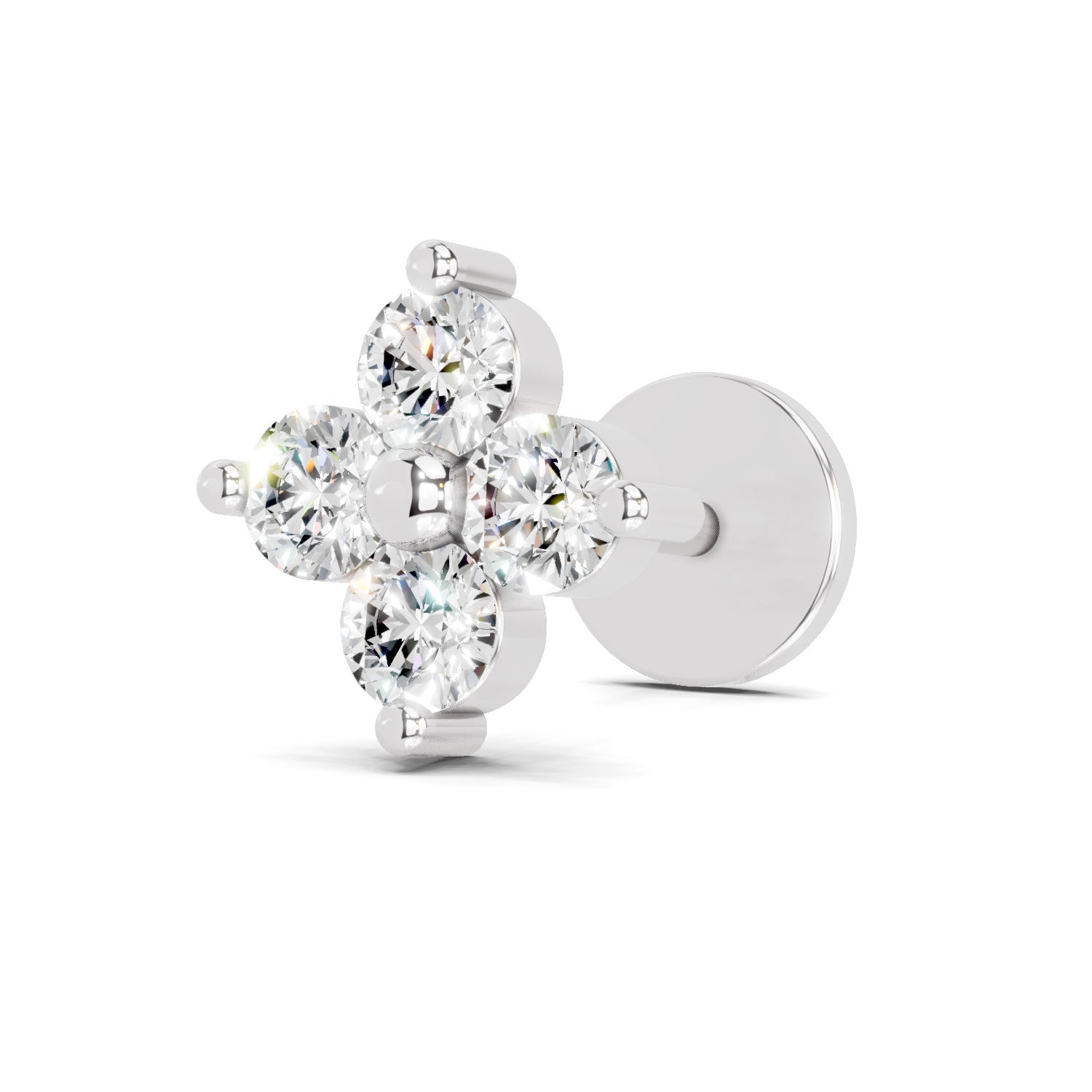 0.1 Carat Cluster Diamond Nose Pin 14K - White Gold