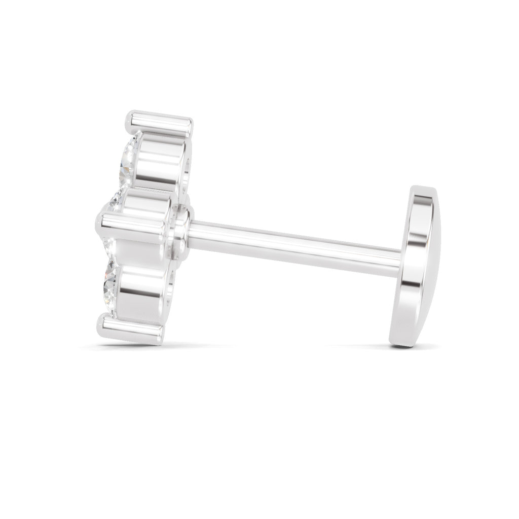 0.1 Carat Cluster Diamond Nose Pin 14K - White Gold