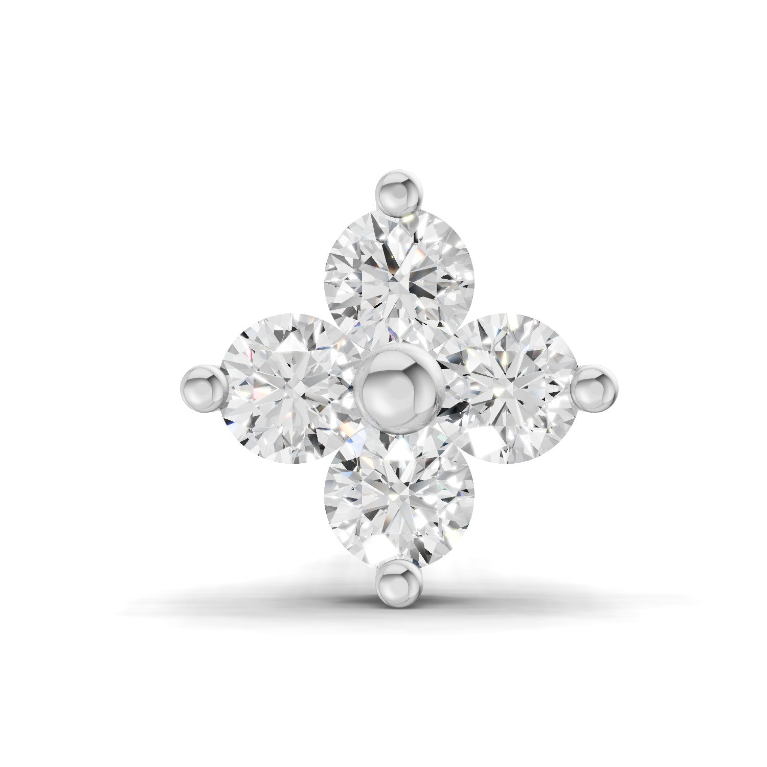 0.1 Carat Cluster Diamond Nose Pin 14K - White Gold