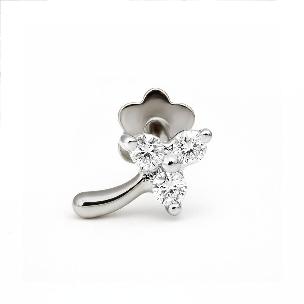 0.03 Ct Floral Nosepin 14Kt - White Gold