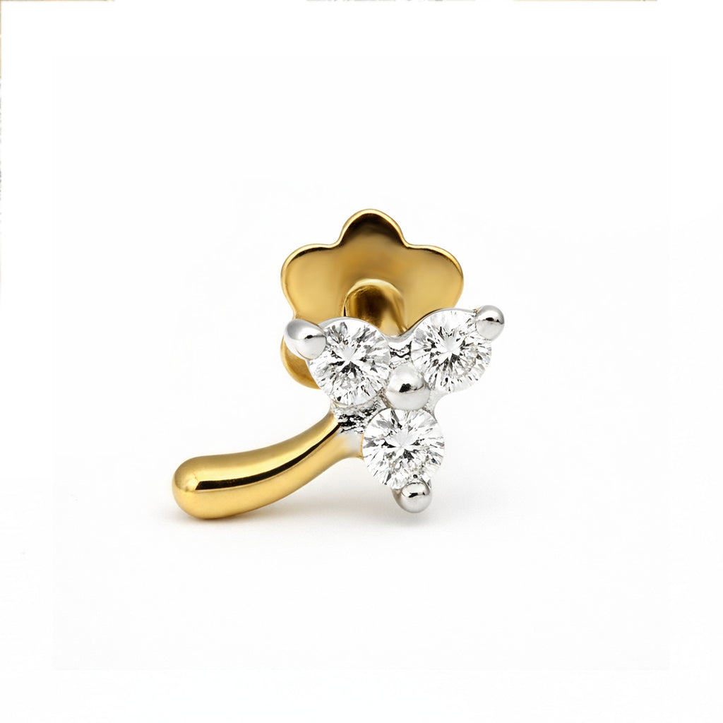0.03 Ct Floral Nosepin 14Kt