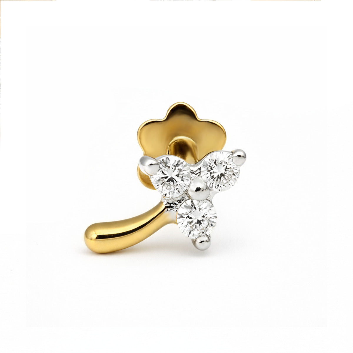 0.03 Ct Floral Nosepin 14Kt