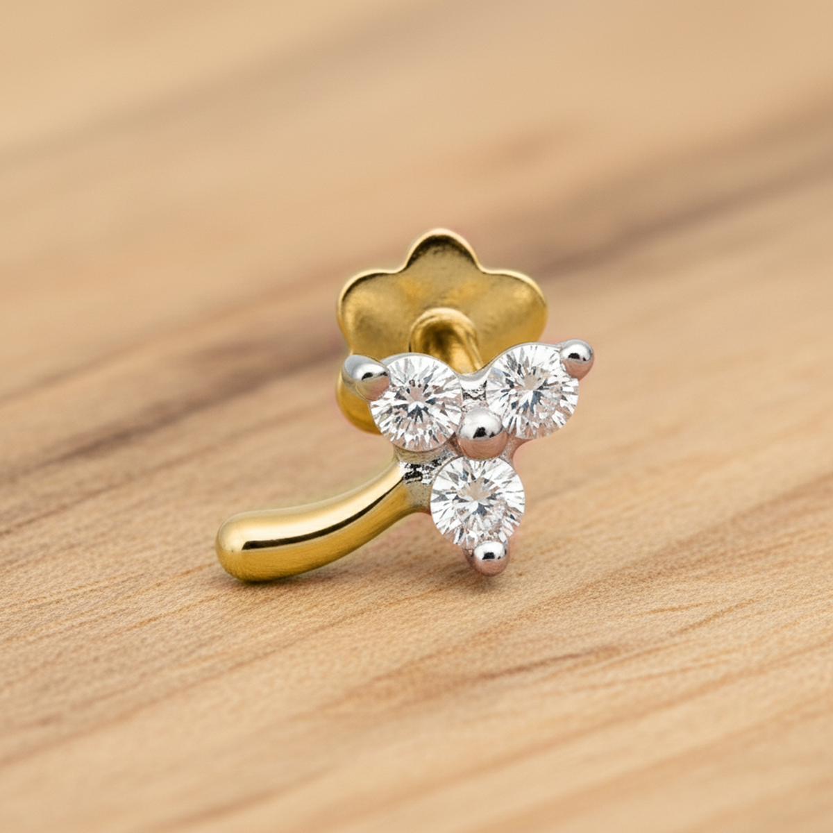 Dazzling Floral Diamond Nose Pin