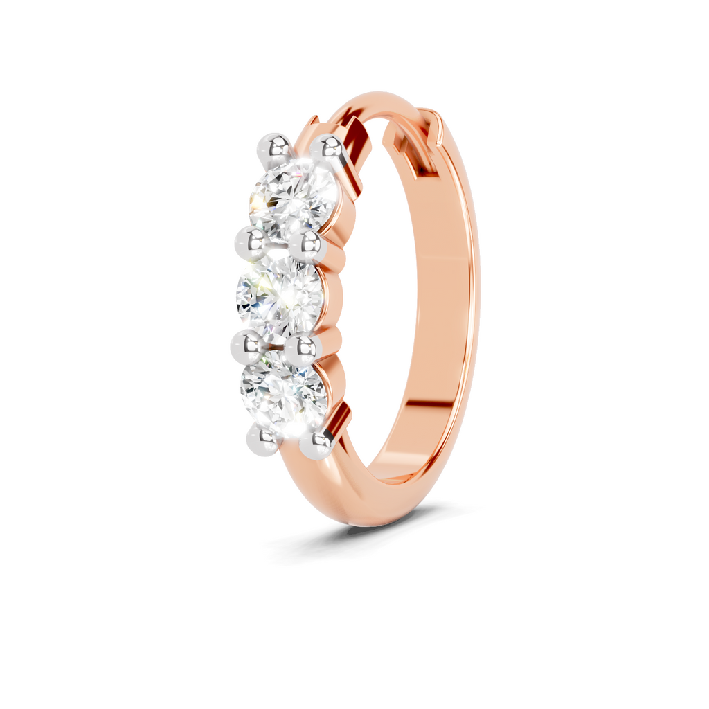 0.11 Carat Trio Stone Nosepin 14K - Rose Gold