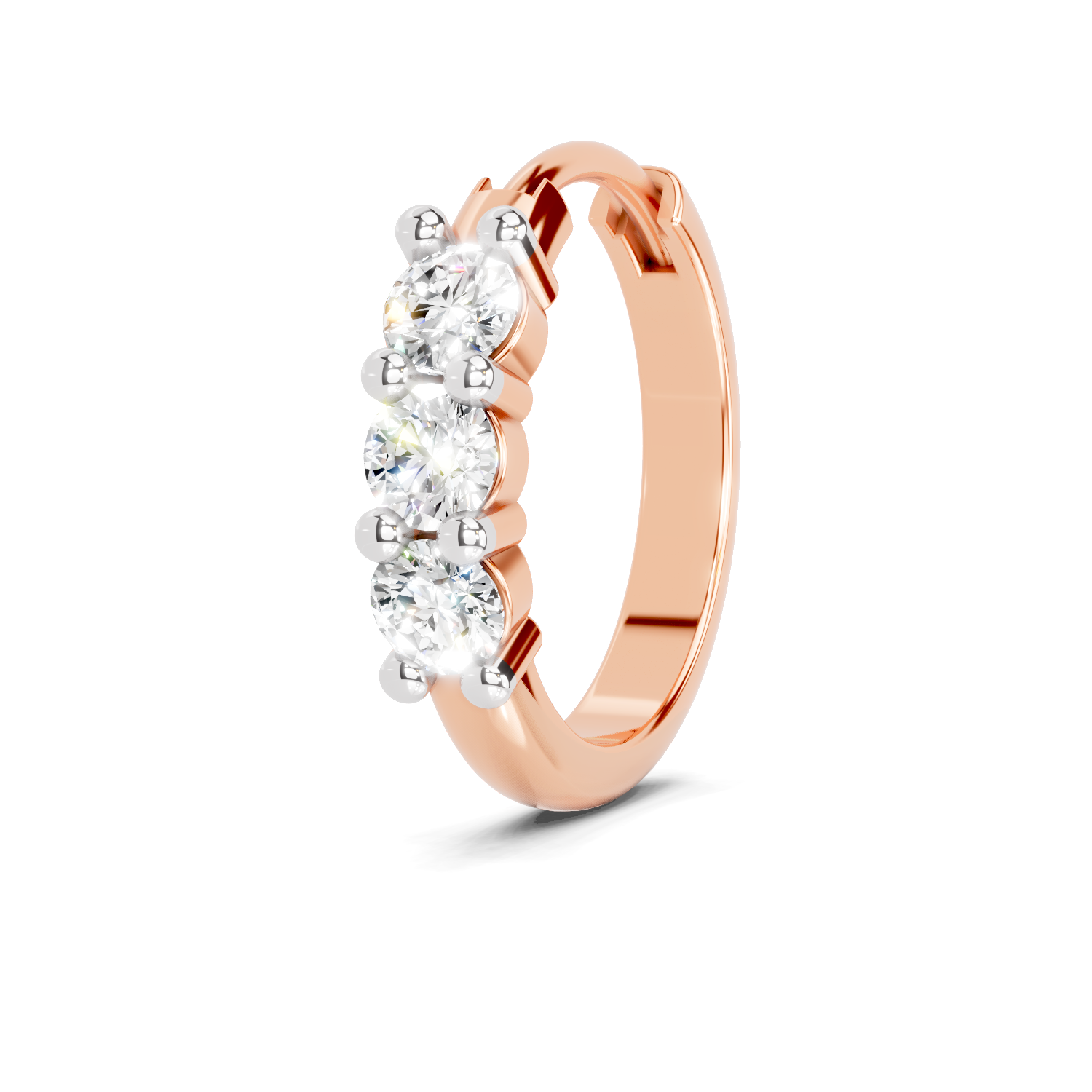 0.11 Carat Trio Stone Nosepin 14K - Rose Gold