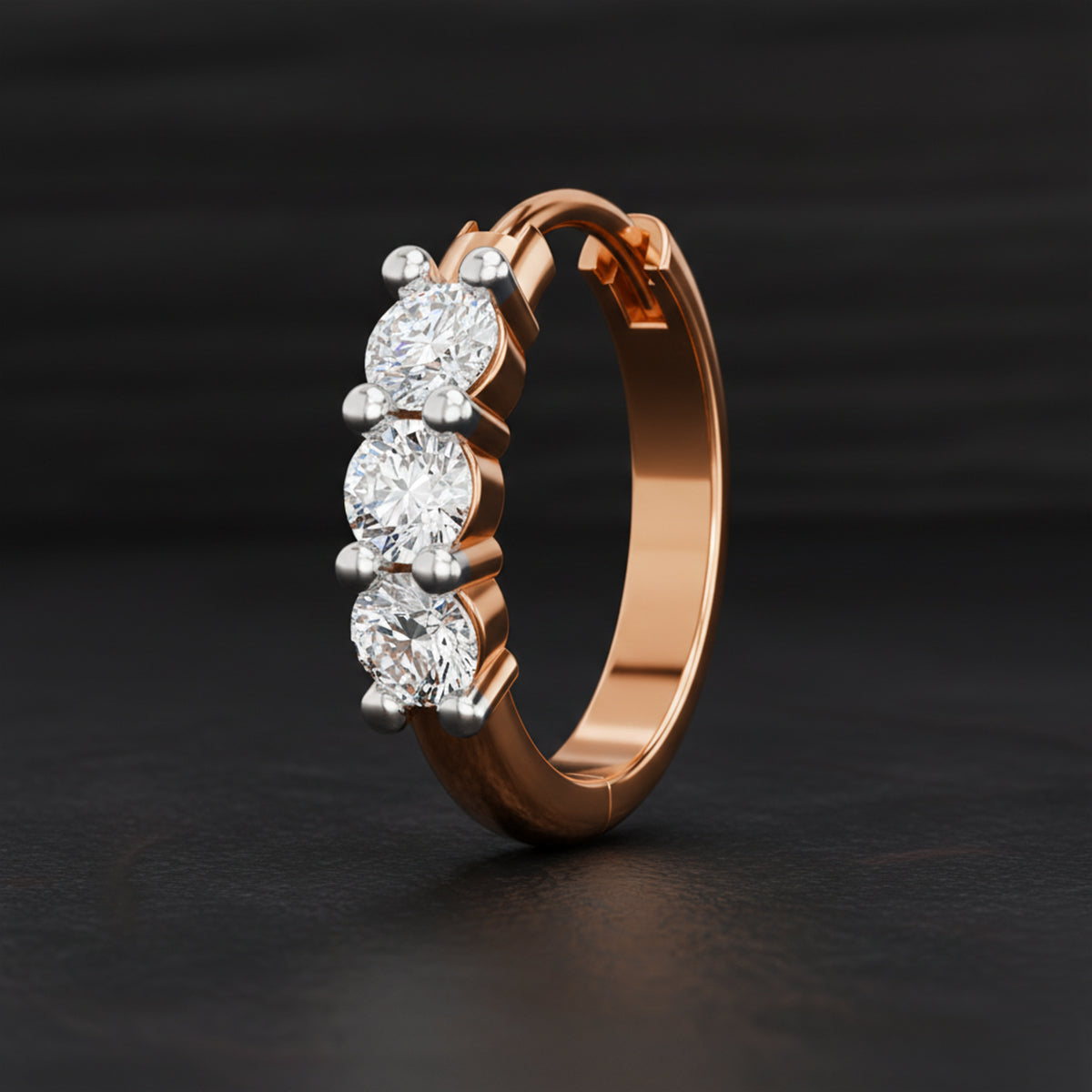 Lustrous Trio Diamond Nose Pin