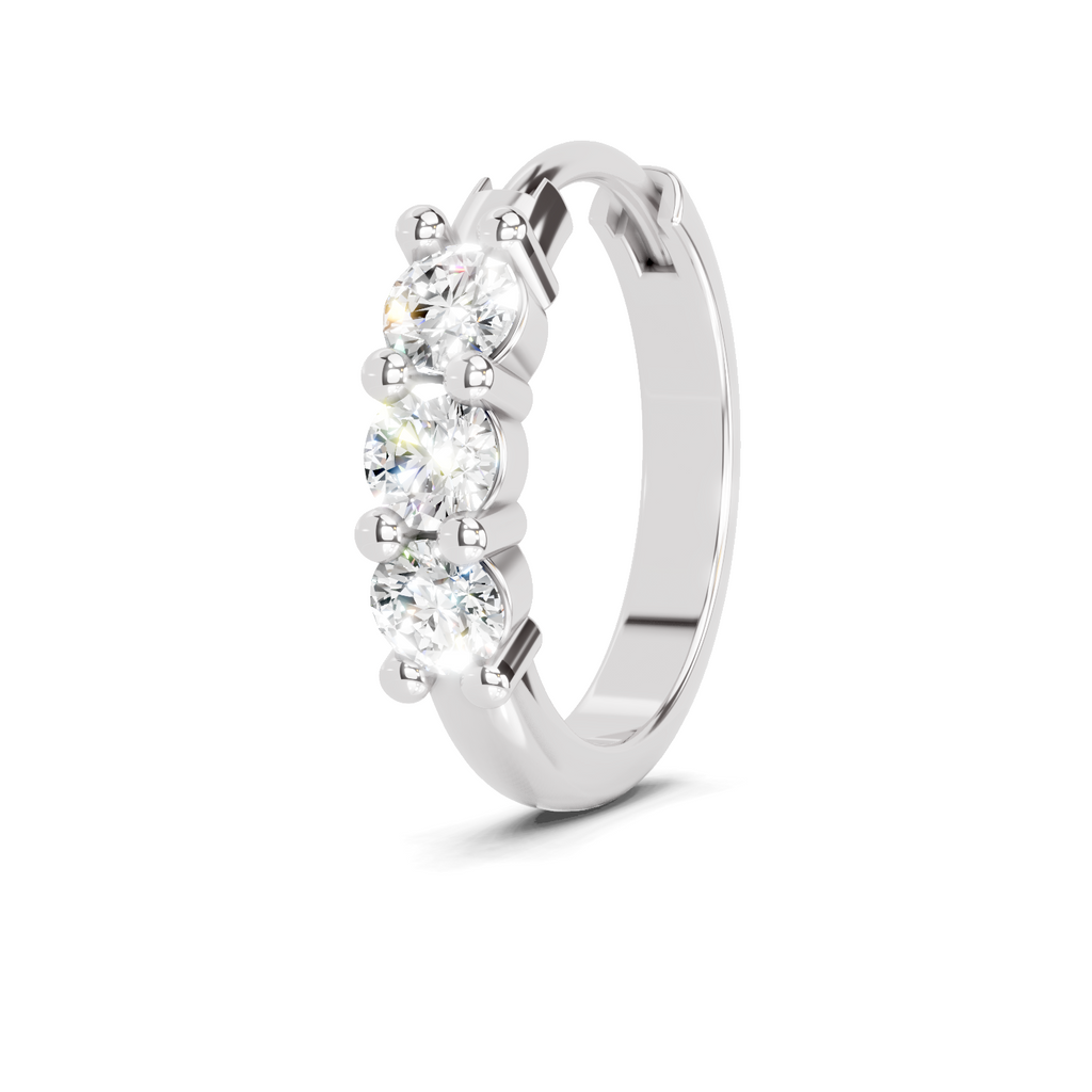 0.11 Carat Trio Stone Nosepin 14K - White Gold