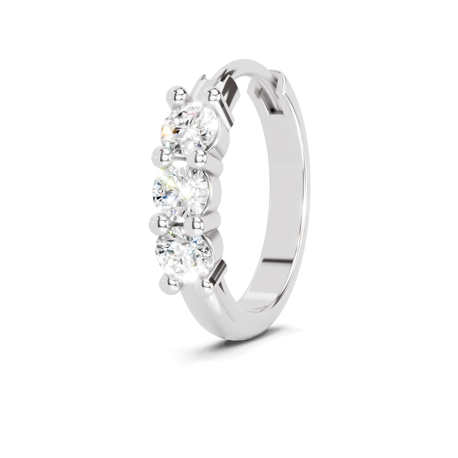 0.11 Carat Trio Stone Nosepin 14K - White Gold