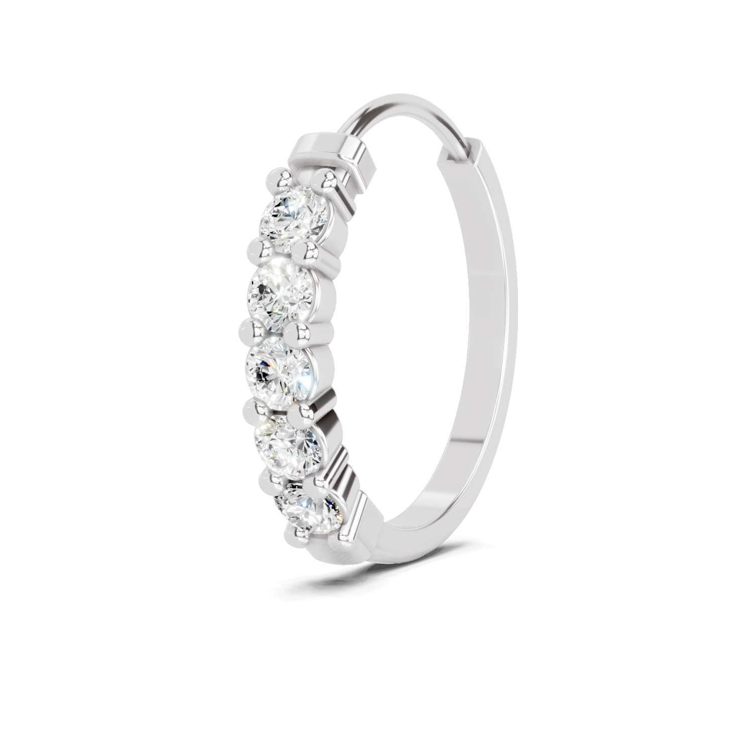 0.06 Carat Luna Round Diamond Hoop Nose Pin 14K - White Gold