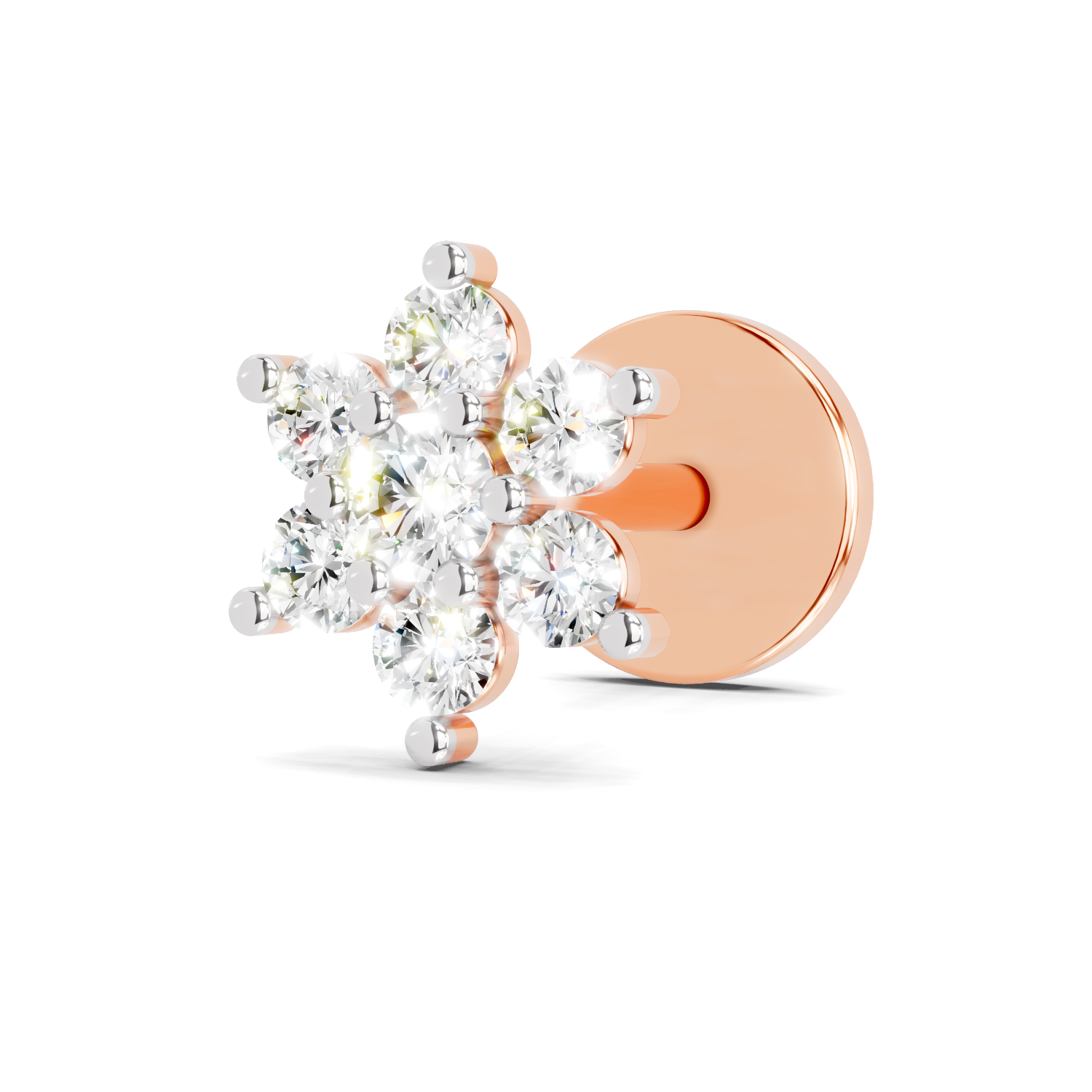 0.16 Carat Snowflake Nosepin 14K - Rose Gold