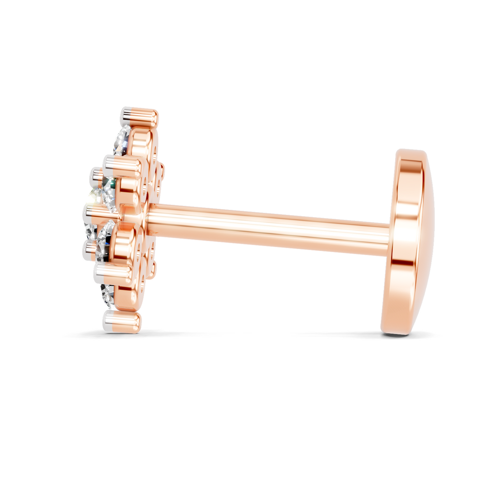 0.16 Carat Snowflake Nosepin 14K - Rose Gold